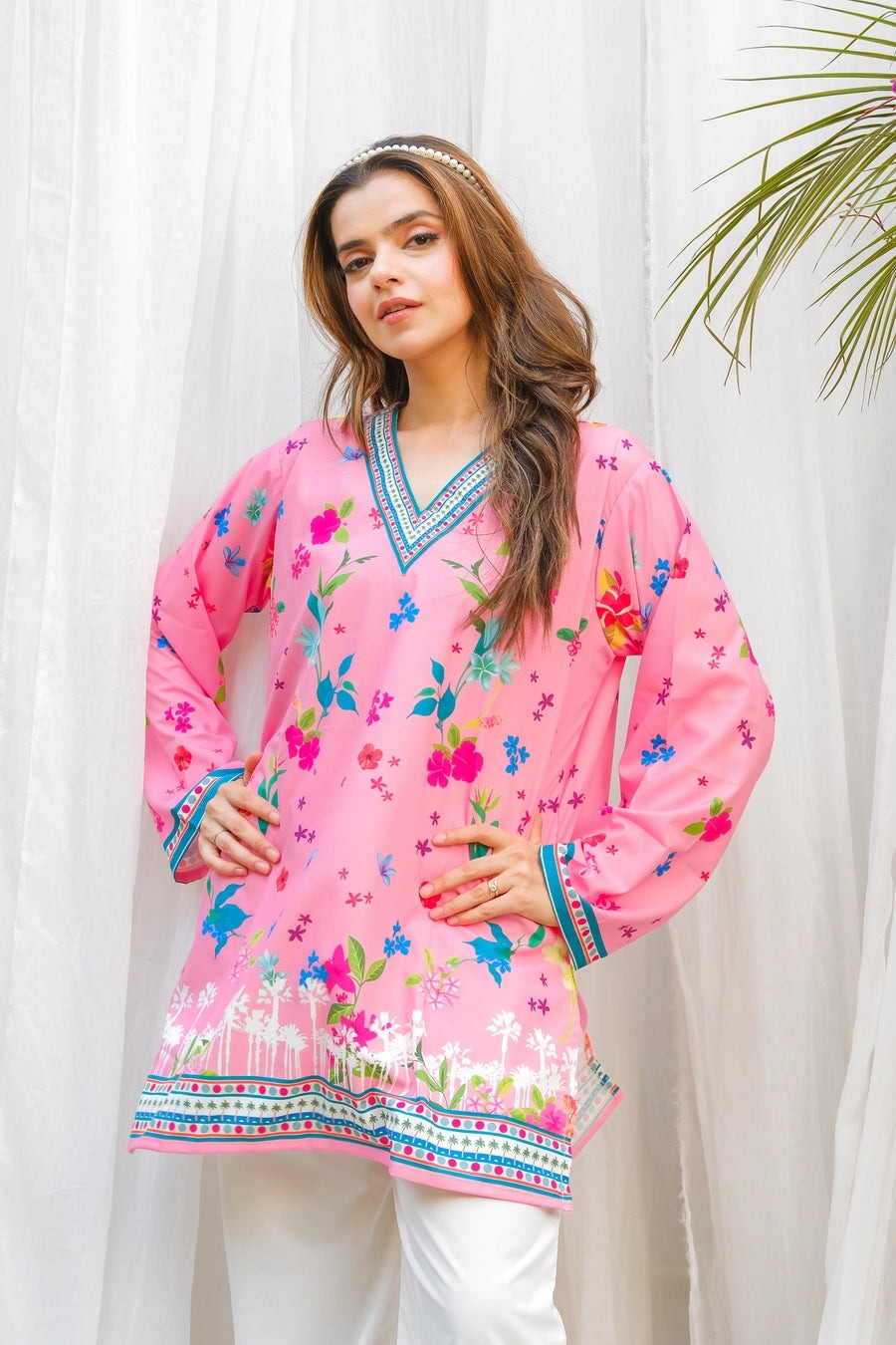 Pink Floral (Digital 2 Pcs) Cord Set 2399