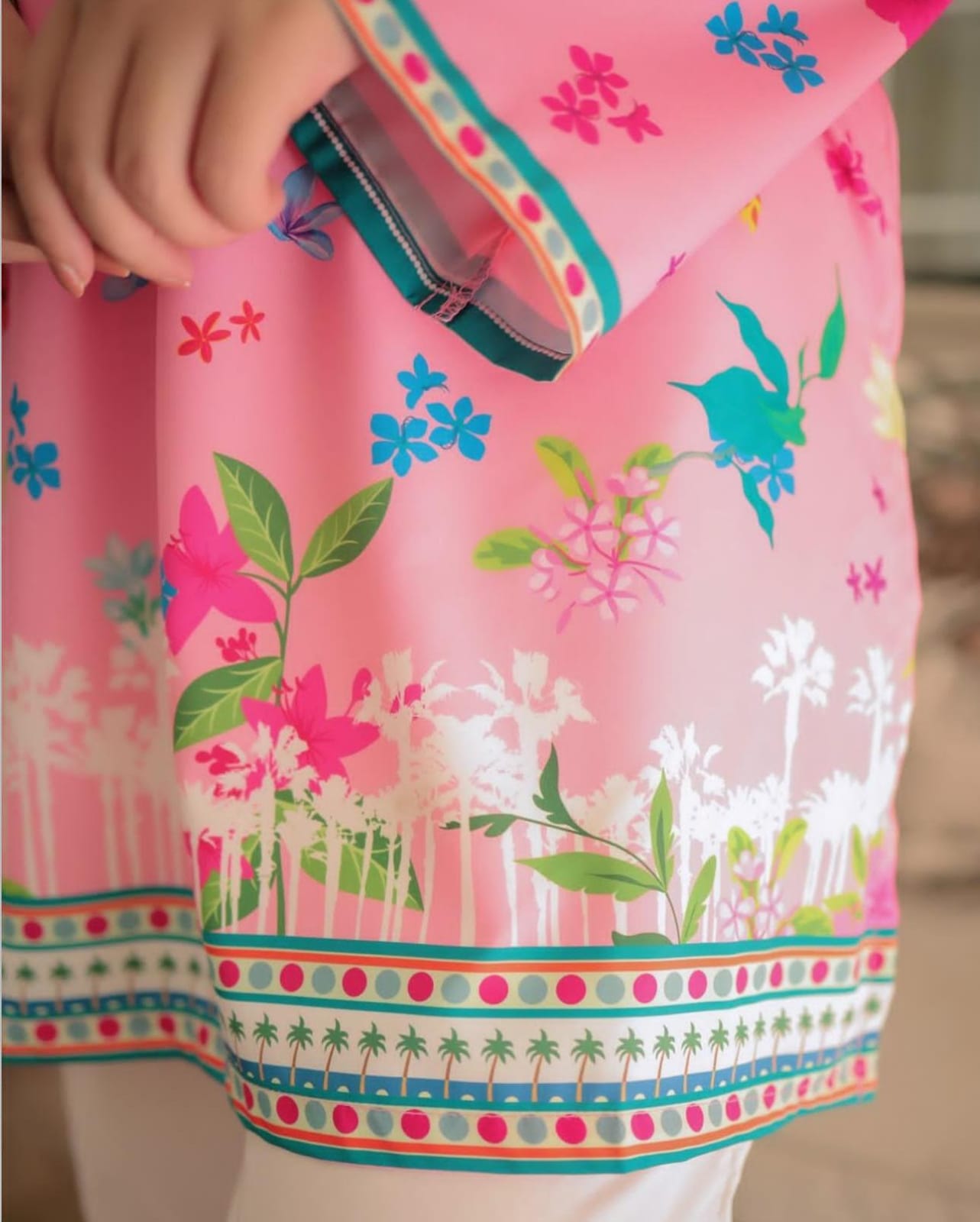 Pink Floral (Digital 2 Pcs) Cord Set 2399
