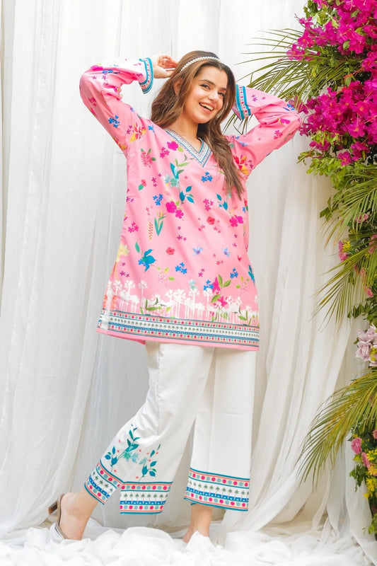 Pink Floral (Digital 2 Pcs) Cord Set 2399
