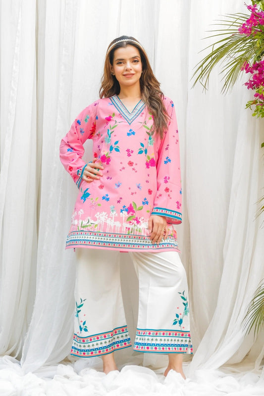 Pink Floral (Digital 2 Pcs) Cord Set 2399